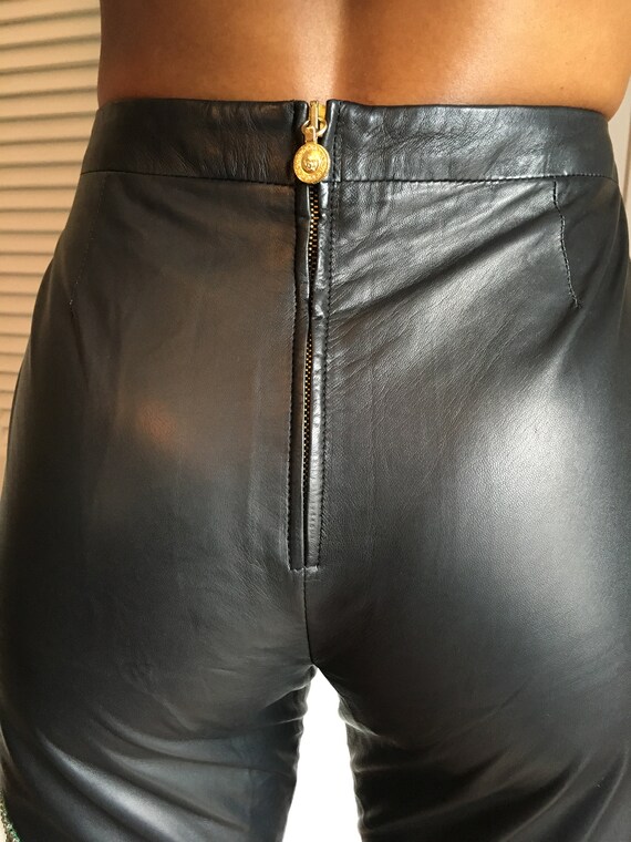 Gianni Versace Vintage Leather Ladies Pants with … - image 6