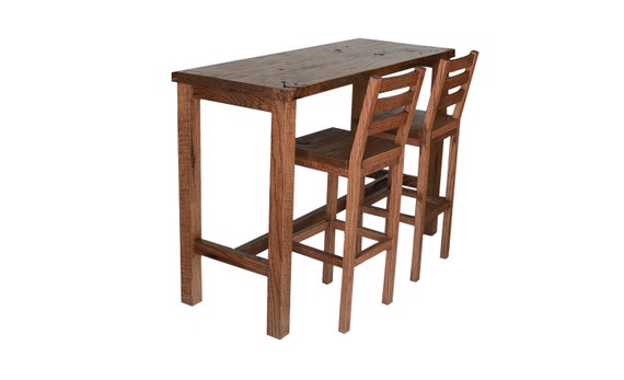 Marx Pub Table Set Rustic Solid Wood Etsy