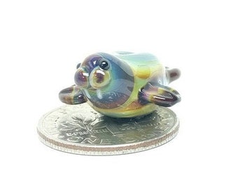 Tiny Walrus Bead/ Glass Sea Creature/ Miniature Walrus/ Cute Walrus/ Rainbow Walrus/ Lampwork Beads Raku