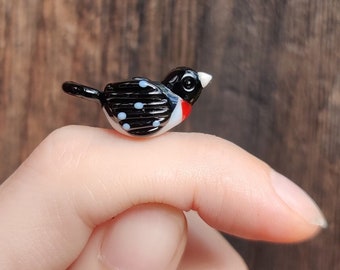 Lampwork Bird Bead, Rose Breasted Grosbeak, Lampwork Beads, Tiny Animals, Miniature Bird