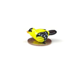 Lampwork Bird Bead, Tiny Goldfinch, Lampwork Beads, Tiny Animals, Miniature Bird