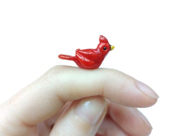 Tiny Lampwork Cardinal Bead MADE TO ORDER, Glass Cardinal Bead, Memorial Cardinal