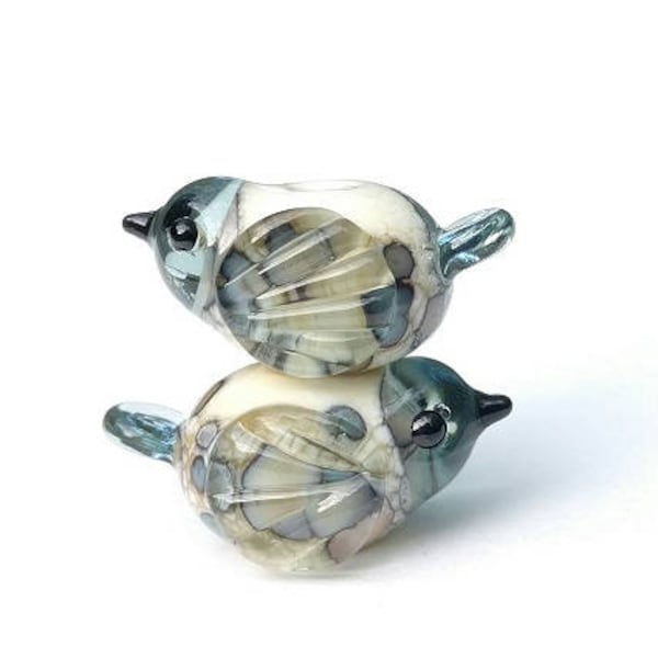 Lampwork Bird Beach Pebble PAIR OR SINGLE/ Lampwork Bird Beads/ Beach Glass Birds/ Earrings Pair/ Handmade Lampwork Beads