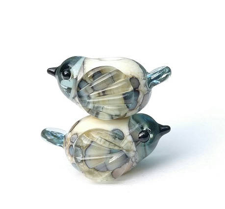 Lampwork Bird Beach Pebble PAIR OR SINGLE/ Lampwork Bird Beads/ Beach Glass Birds/ Earrings Pair/ Handmade Lampwork Beads