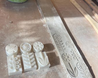 Floral Texture Stamps for Pottery