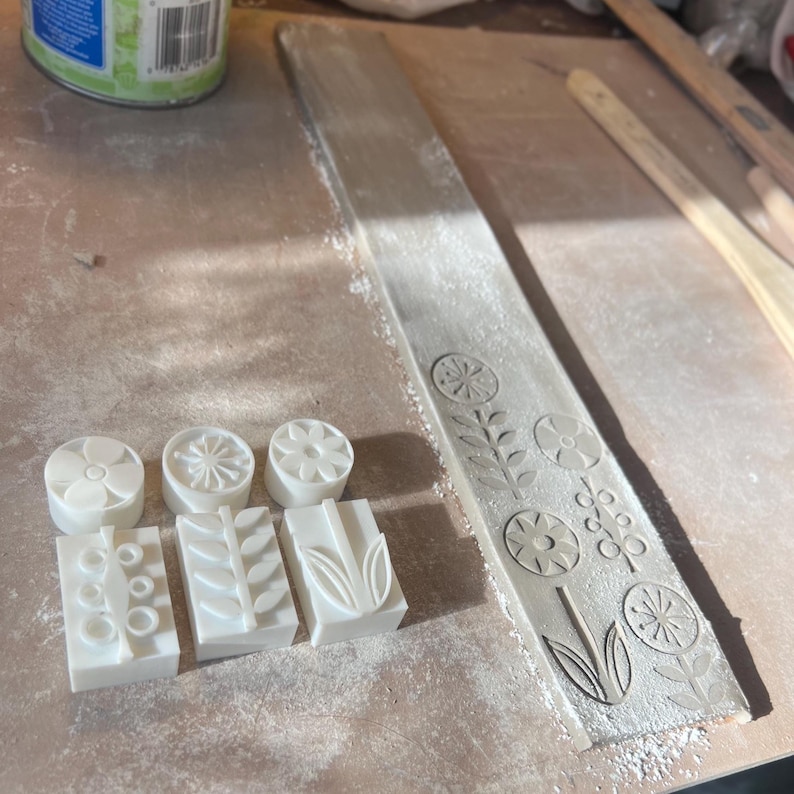 Floral Texture Stamps for Pottery image 1