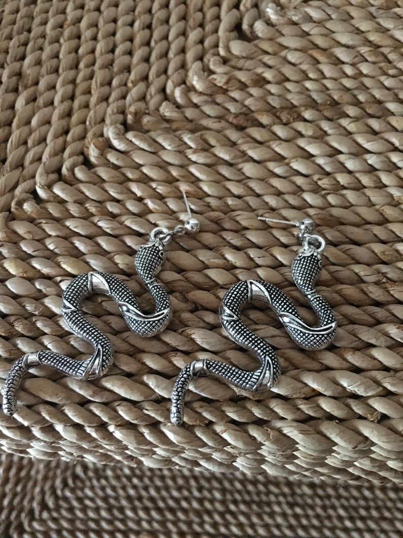 Silver or Bronze Serpent Snake Post Earrings. Say That 3 Times Etsy