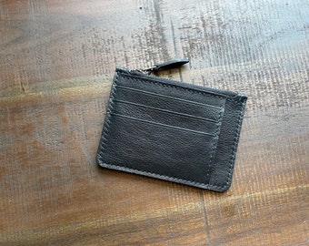 Leather Zipper Card Holder Wallet, Zippered Wallet, Men’s Wallet, Leather Card Holder