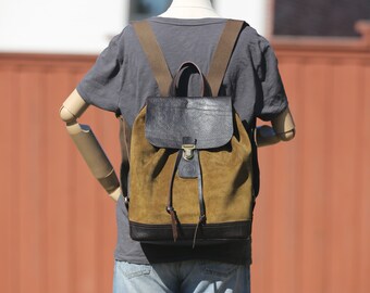 Handmade Two Tone Leather Backpack, 100% Handmade Leather  display picture 1
