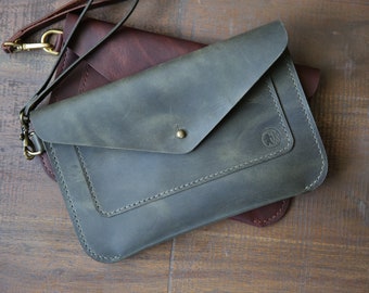 Leather envelope clutch, Leather clutch, Leather cosmetic bag, Small Leather Purse, Leather Pouch, Leather Phone Case, Leather Travel bag