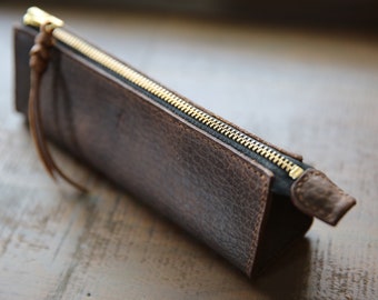 Leather Pencil Case,  Leather Pen Pouch, Leather Pencil Box