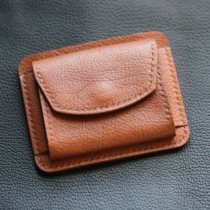 Minicartera de piel, Cartera de piel con monedero, Tarjetero de piel