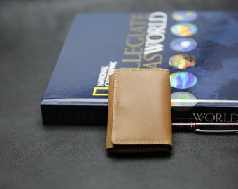 Tarjetero de piel, Mini Cartera para hombre