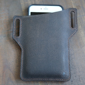 Leather Phone Belt Pouch, Men Leather Cell Phone Loop Holster Case, Leather Belt Waist Bag, Large Size Leather Phone Waist Bag