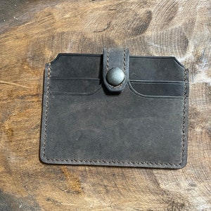 Mini Cartera de piel, Cartera de piel con cierre a presión, Tarjetero de piel