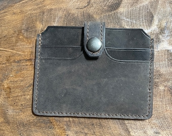Mini Cartera de piel, Cartera de piel con cierre a presión, Tarjetero de piel
