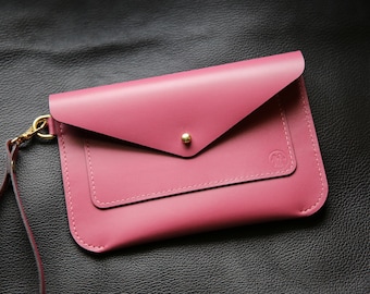 Leather envelope clutch, Leather clutch, Leather cosmetic bag, Small Leather Purse, Leather Pouch, Leather Phone Case, Leather Travel bag