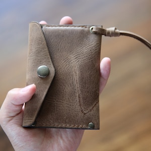 Mini billetera de cuero, Tarjetero de cuero, Mini tarjetero, Cartera mini biker de cuero