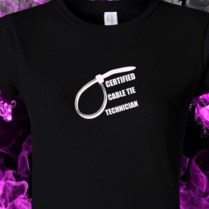 Certified Cable Tie Technician . Sparky Mechanic Dad Bodger black cotton gildan crew neck S-XXL image 2