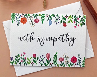 Sympathy card | Thinking of you card | Bereavement card | Condolences card | Grief card | Mourning card | Watercolor Floral