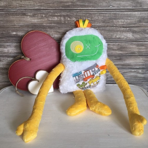 Monstre A Calins Plush Toy For Boys Yellow And Green With Etsy