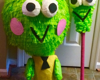 Inspired  Yellow Frog pinata birthday with FREE STICK   party invitations perfect for green or kitty party