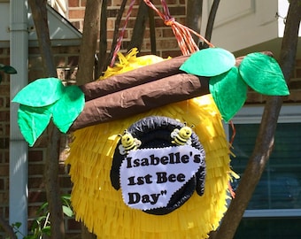 Personalized name Yellow Beehive Piñata party/invitation/bumblebee birthday decoration custom made