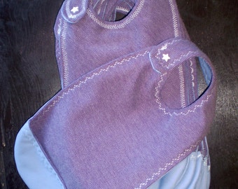 Baby and toddler long terry bib reversible and/or waterproof