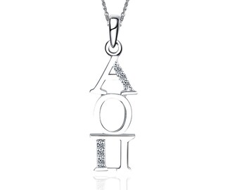 AOP-P013 Alpha Omicron Pi Eternity Silver Charm Lavalier