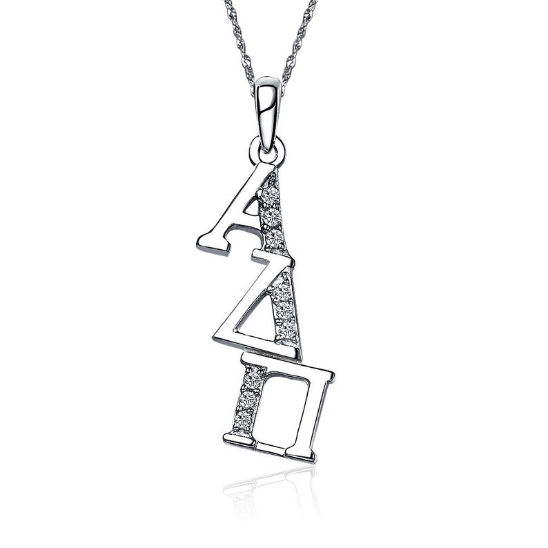 Alpha Delta Pi Necklace Diagonal Design Sterling Silver Etsy