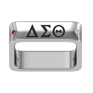 Delta Sigma Theta Sterling Silver Fancy Square Ring - R012