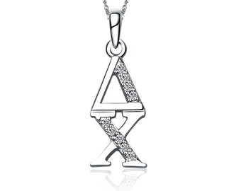 Delta Chi Necklace for Sweetheart with 18" Silver Chain, Sterling Silver (DC-P001)