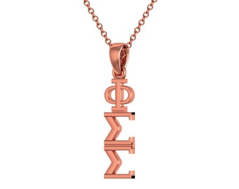 Phi Sigma Sigma Necklace Sterling Silver W/ Rose Gold Plating / Phi Sig Necklace / Lavalier / Big Little Gift