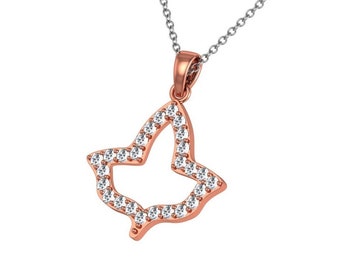 Ivy leaf with crystal necklace - sterling silver with rose gold plated