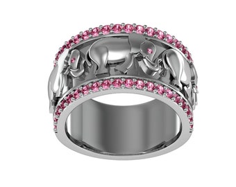 Delta Sigma Theta Sterling Silver Elephant Ring - R005