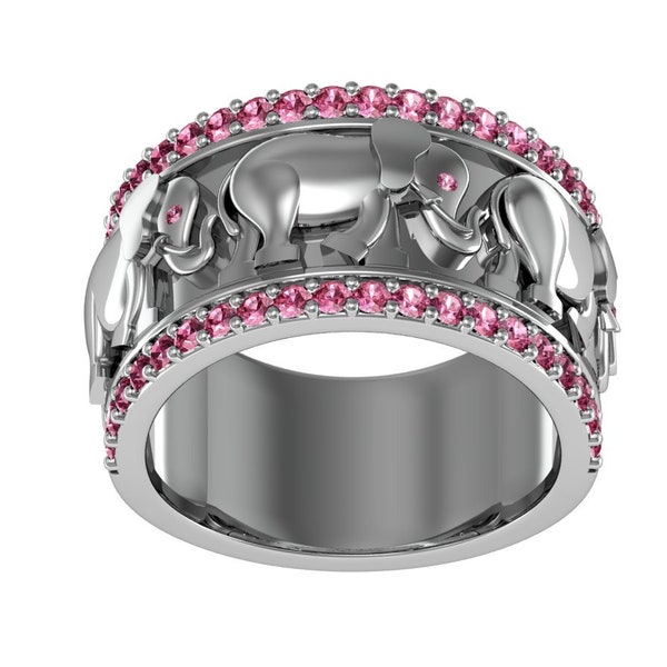 Delta Sigma Theta Sterling Silver Elephant Ring - R005