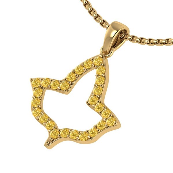 Ivy leaf with yellow crystal necklace - sterling silver with yellow gold plated