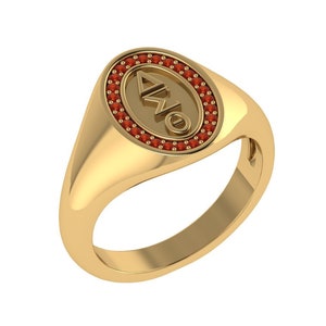 Delta Sigma Theta Sterling Silver Classic Oval Ring with Yellow Gold Plating - R009