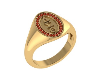 Delta Sigma Theta Sterling Silver Classic Oval Ring with Yellow Gold Plating - R009