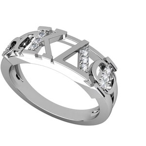 Alpha Kappa Delta Phi Ring - Horizontal Design, Sterling Silver (aKDP-R001)