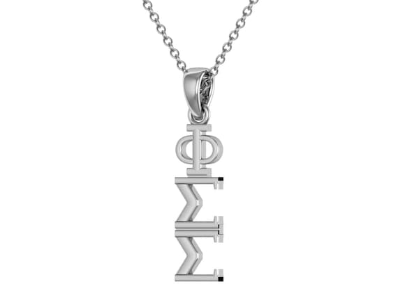 Phi Sigma Sigma Sorority Sterling Silver Lavalier with Chain