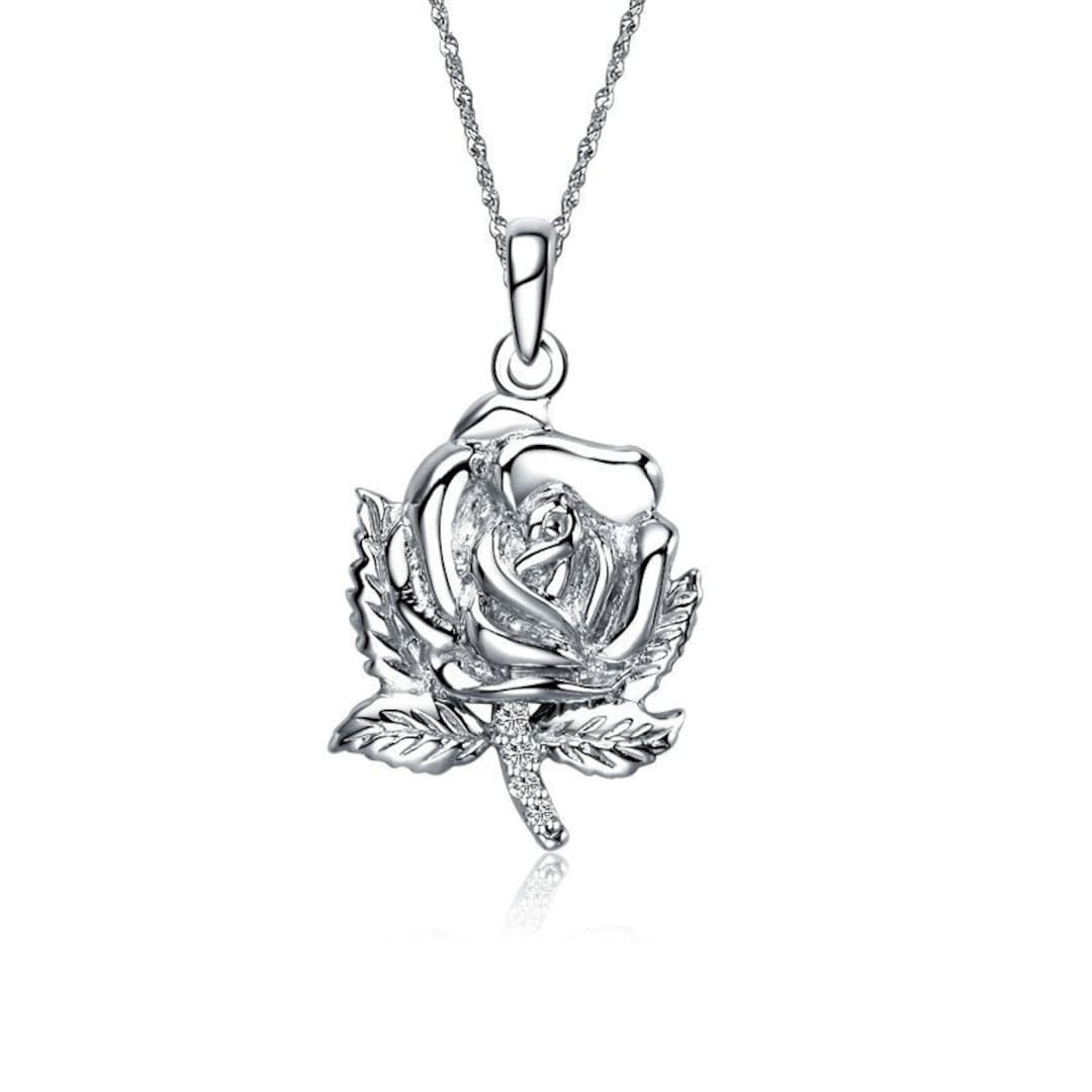 Alpha Omicron Pi Necklace, Rose Design, Sterling Silver M010 - Etsy