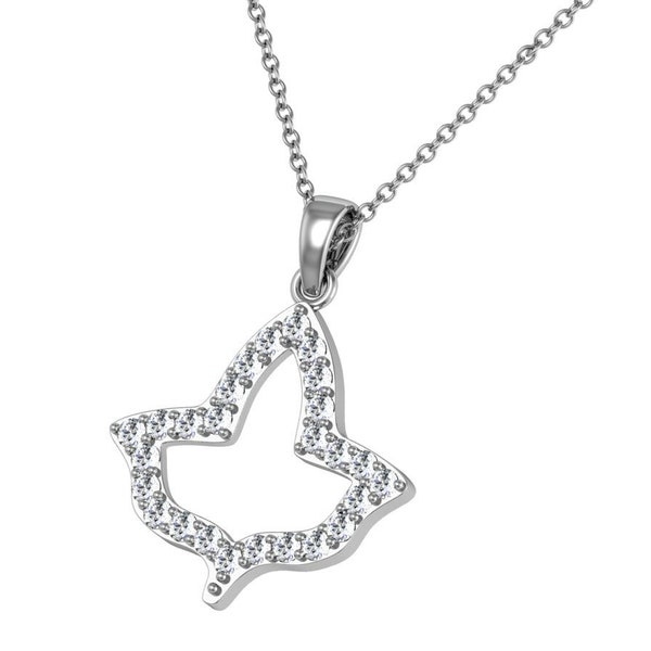 Ivy leaf with crystal necklace regular size - sterling silver