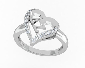 Delta Zeta Sorority Sterling Silver Skinny Band Ring - Greek Letters With Black Enamel, Officially Licensed
