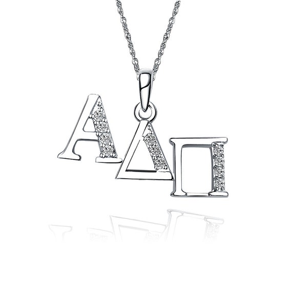 Alpha Delta Pi Necklace Horizontal Design Sterling Silver Etsy
