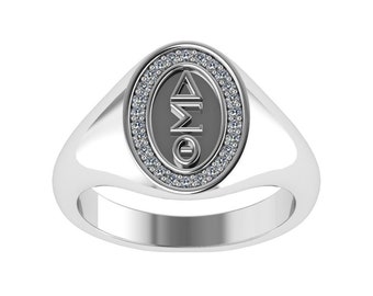 Delta sigma theta sterling silver classic oval ring - r006