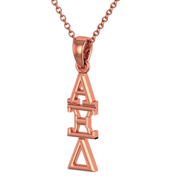 Alpha Xi Delta Necklace - Sterling Silver with Rose Gold Plating / AXD Necklace / Quill Lavalier / Big Little Gift / Sorority Jewelry