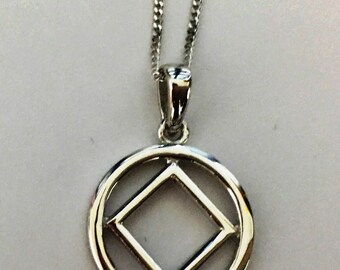 Narcotics Anonymous Necklace - 1/2" NA Silver Pendant