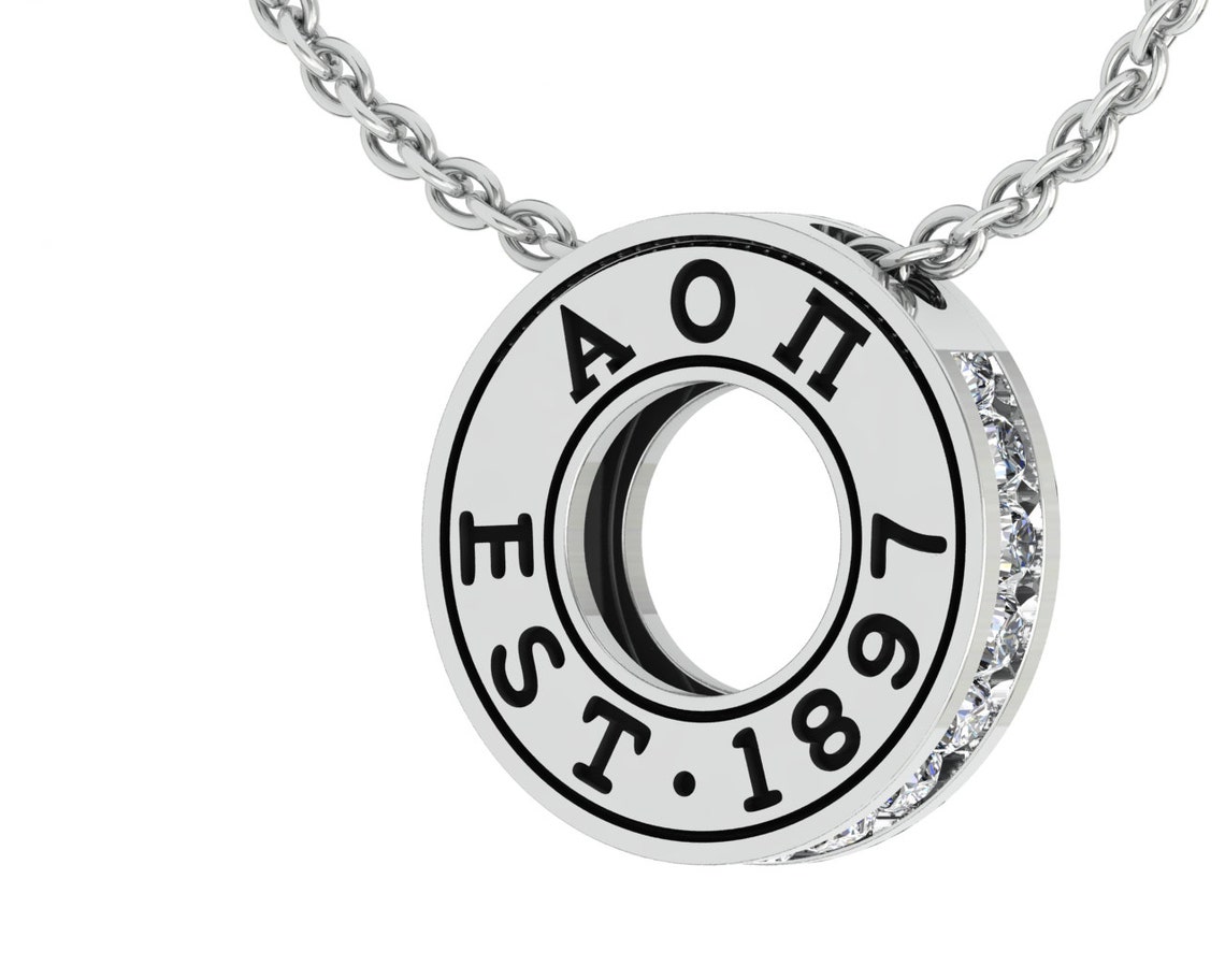 Alpha Omicron Pi Necklace Eternity Love Design Sterling Etsy