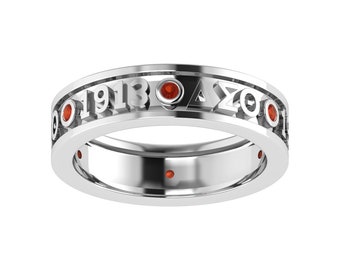Delta sigma theta sterling silver eternity ring with ruby crystal - r008